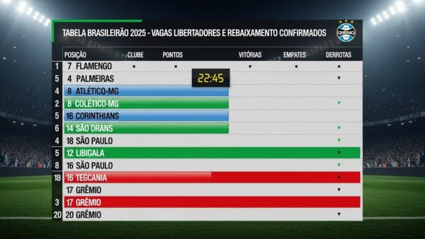 Tabela do Brasileirão 2025 Atualizada: Vagas na Libertadores e Rebaixamentos Confirmados